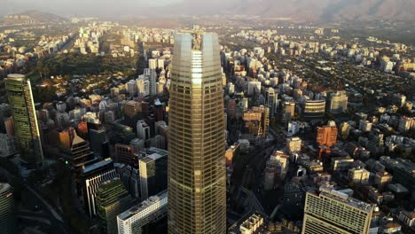 Aerial-shot-of-Costanera-Tower-in-Santiago-de-Chile,-uhd-4k