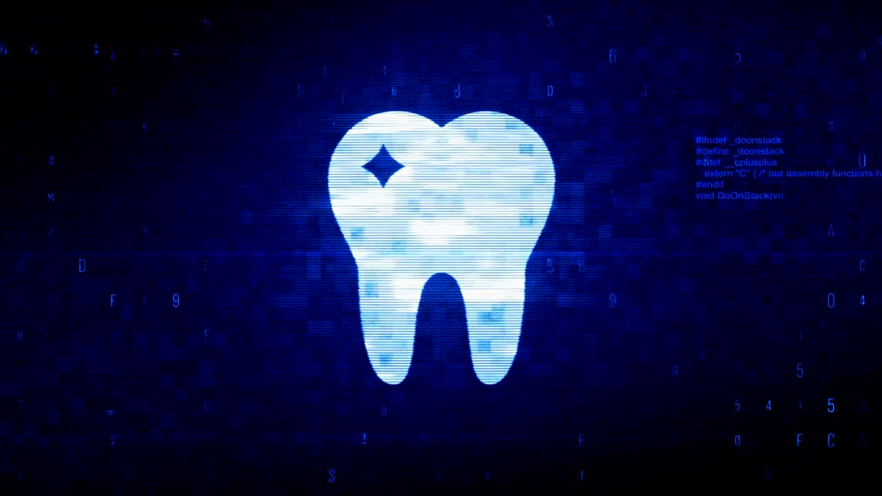 símbolo de diente animación de error de ruido de píxel digital.