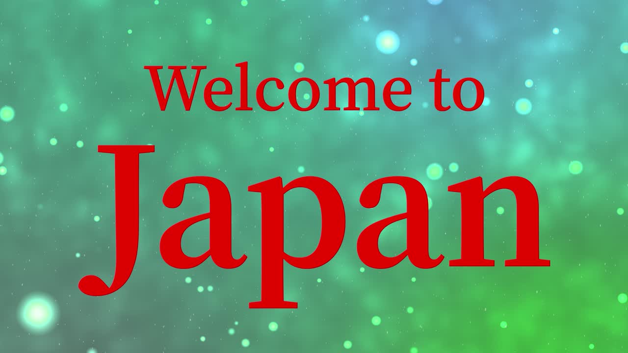 일본에 오신 것을 환영합니다 문자 애니메이션 모션 그래픽
