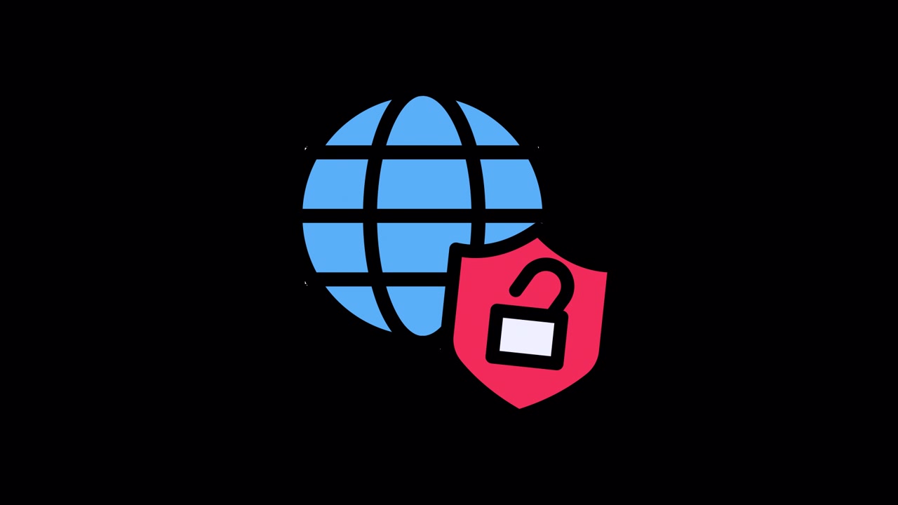 Animated Internet Security Icon with Locking and Unlocking Padlock Shield