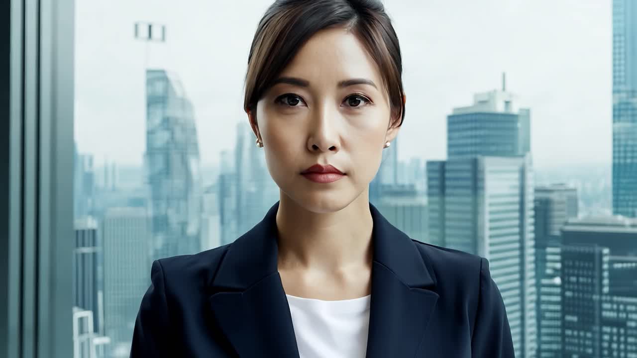 현대적 인 사무실 건물 에 있는 자신감 있는 사업가