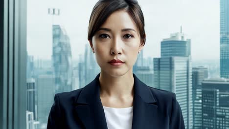 confident businesswoman in a modern office building