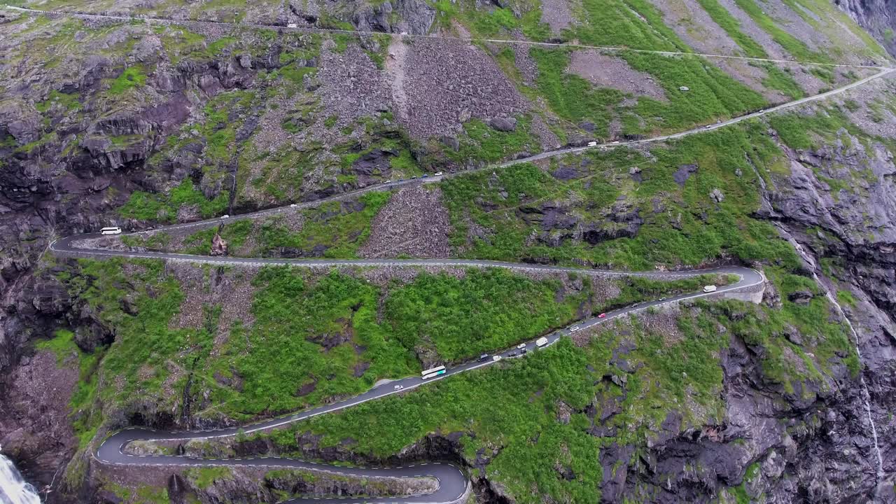 Troll's Path Trollstigen or Trollstigveien winding mountain road.
