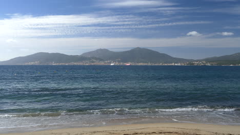 seascape of a beach and ajaccio bay, beautiful sunny day, france