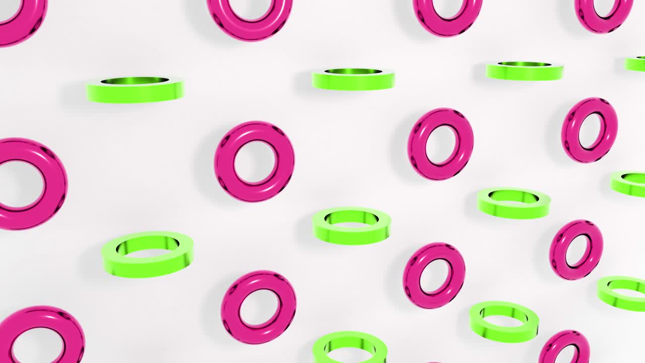 conjunto abstracto de diferentes círculos de color animación 3d. 4k imágenes de bucle sin costuras.