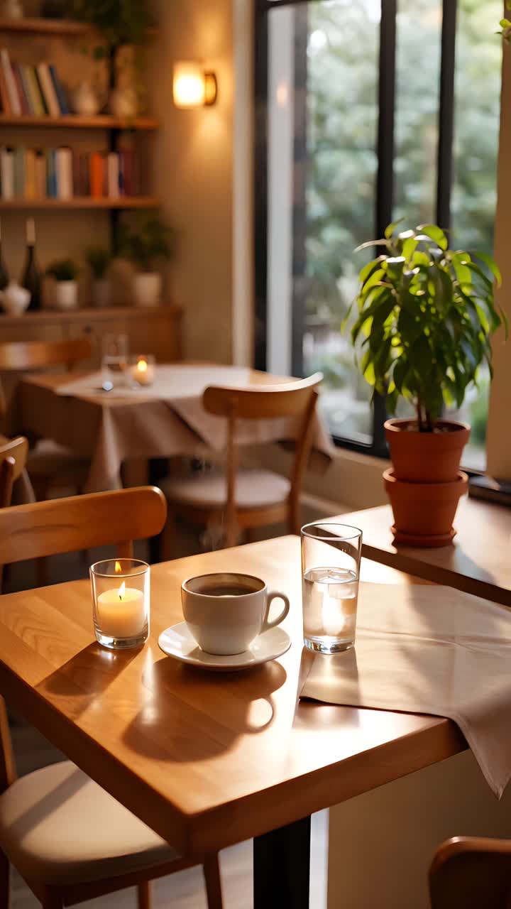 Interno di caffè estetico con atmosfera accogliente 4K