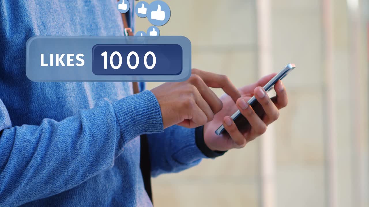 Man checking his likes on social media 4k