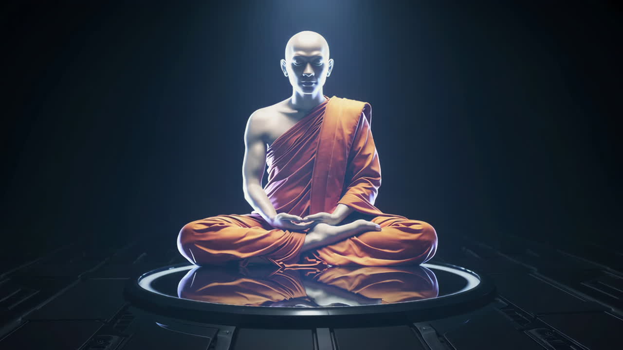 renderizado en 3d de un monje budista en meditación
