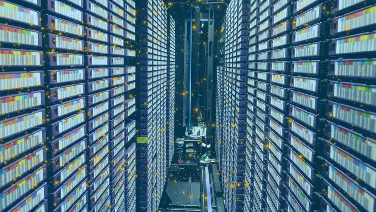 Animation of light spots over server room