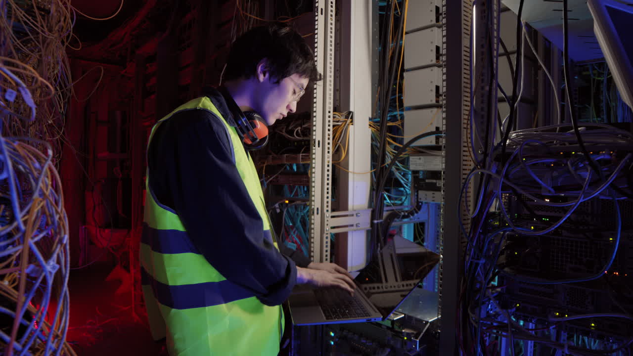 Working Day of IT Engineer in Server Room