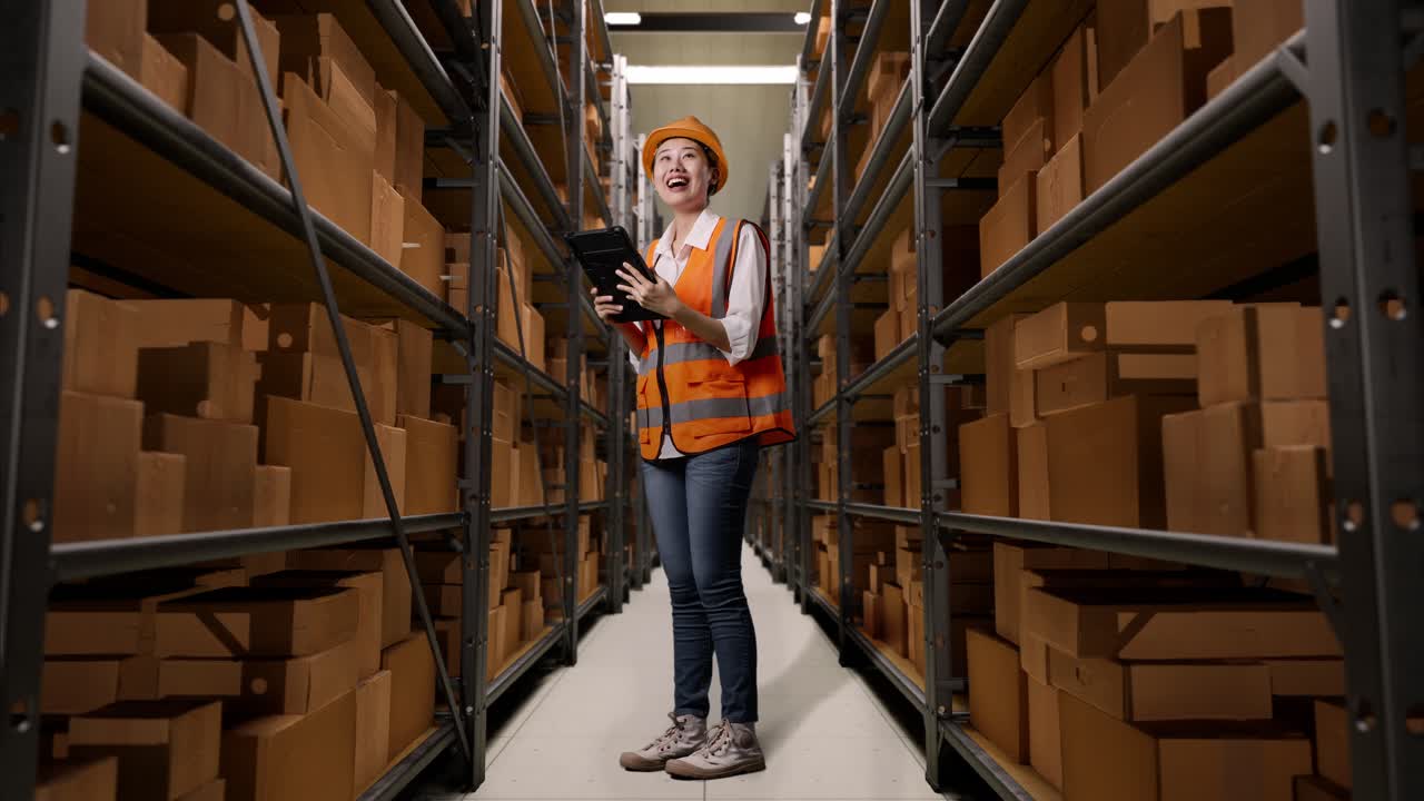 trabajador de almacén inspeccionando el inventario
