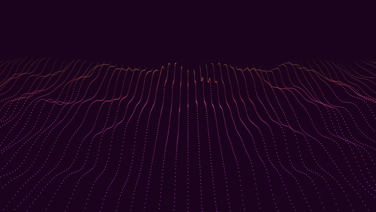Neon abstract audio waves pattern on black gradient
