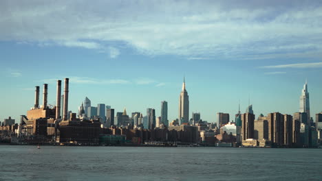 new york city skyline with industrial district
