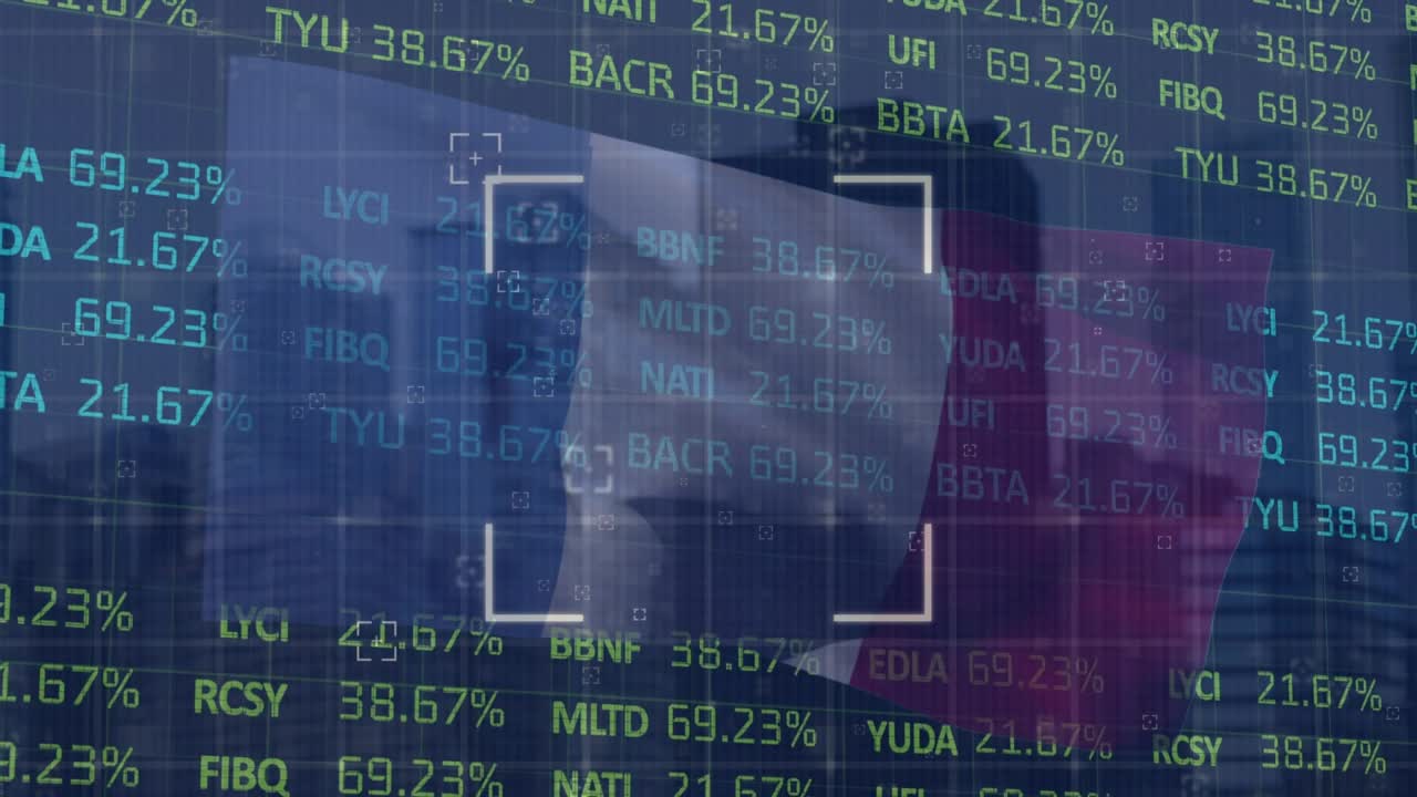 Animation of data processing over stock market