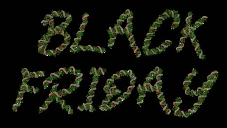 animated christmas wreath typeface letters forming the word black friday