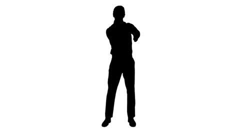silueta de un hombre gestando contra un fondo blanco