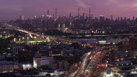 Drone shot of The Bronx at night