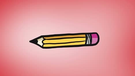 animation of pencil icon moving on red background