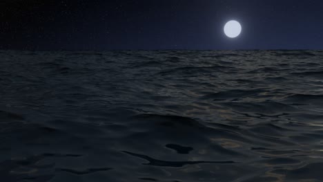 ocean night landscape. moonlight reflection on water.