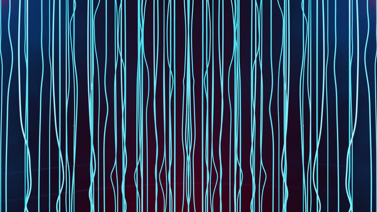 Blue strings with movement caused by passing objects