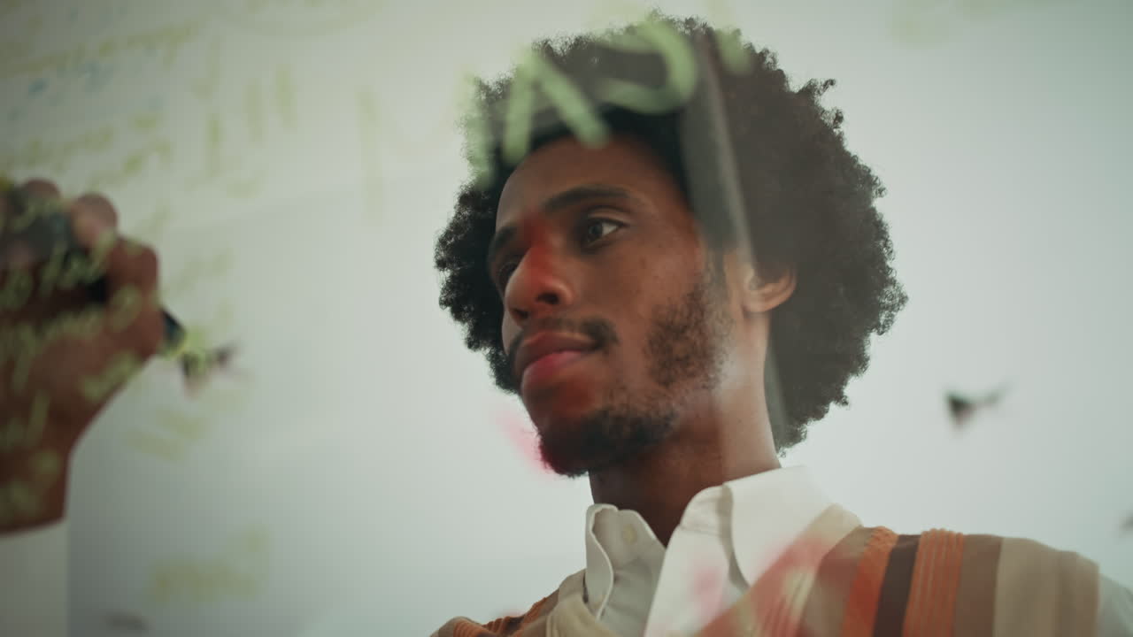 Entrepreneur Writing Project Ideas on Glass Wall at Office