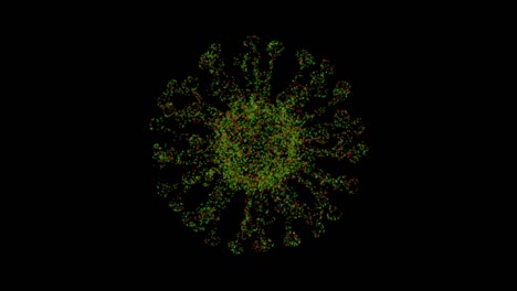 coronavirus de partículas abstractas con bucle de 4k, animación del modelo de bacterias