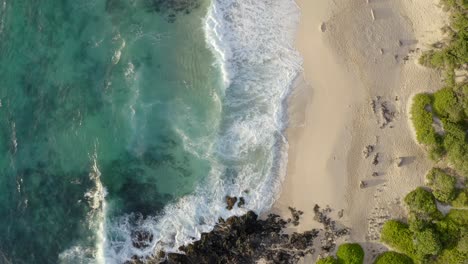 Vista-De-Pájaro-Olas-Rompiendo-En-La-Playa-Tropical-En-Makapuu-Oahu-Hawai&#39;i