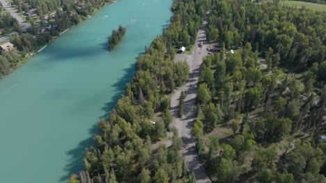 aerial footage of the kenai river in soldotna, alaska