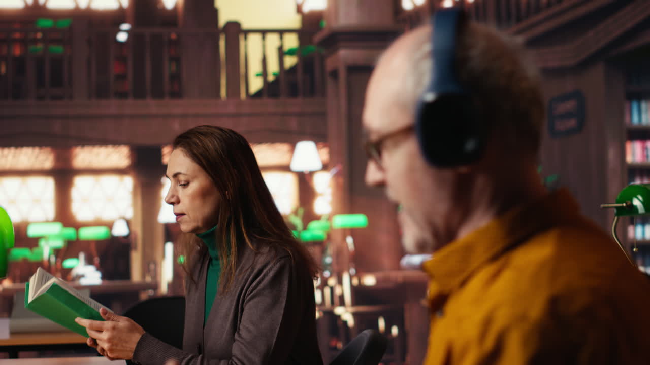 People reading in a library