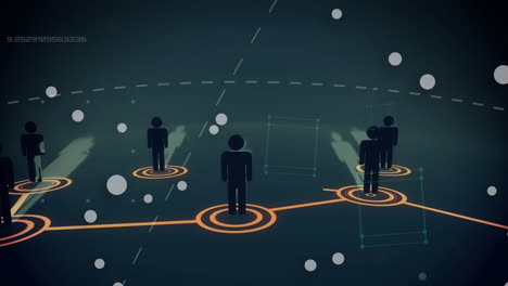 animación de la red de conexiones con los iconos de las personas