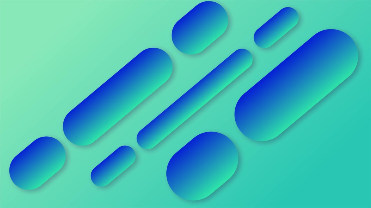 Dynamic Abstract Blue and Green Shapes Moving on Gradient Background