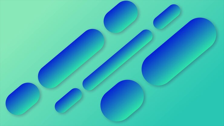 Dynamic Abstract Blue and Green Shapes Moving on Gradient Background