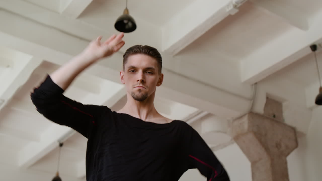 Male Dancer Practicing in a Studio