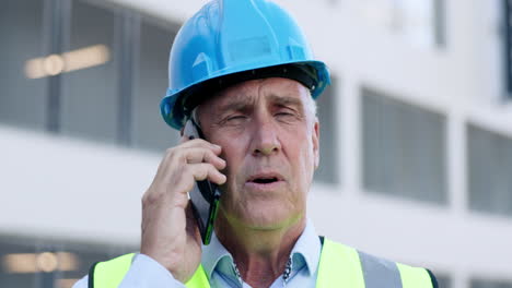 Phone-call,-industry-and-senior-construction