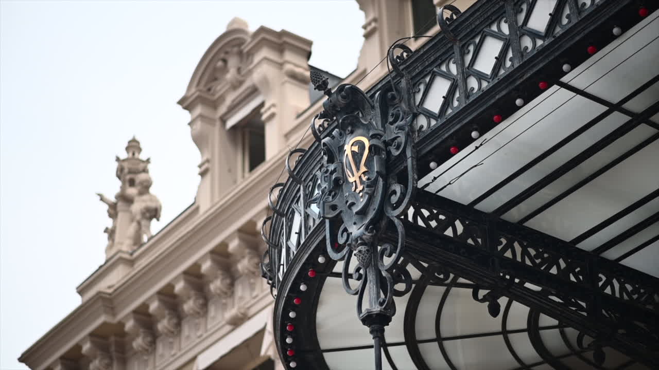 Casino of Monte Carlo building in Monaco, close up view