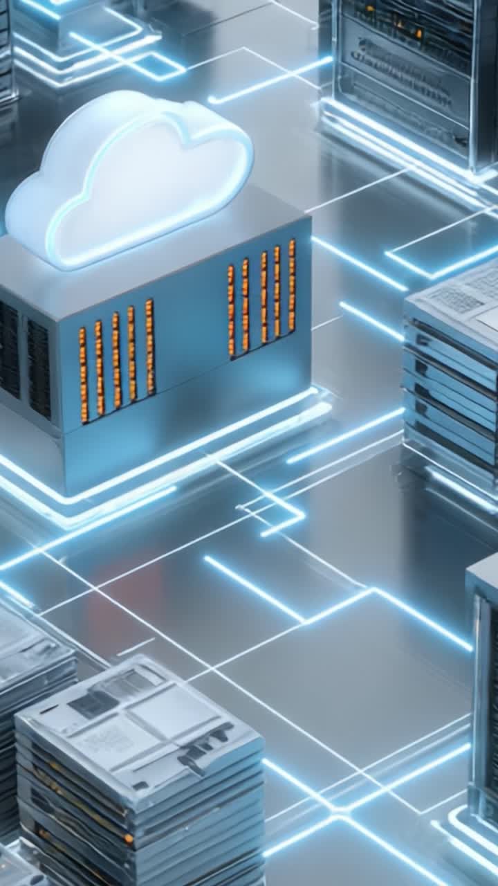 A Futuristic Data Center Showcasing Advanced Cloud Storage Technology with Sophisticated Server Racks, Highlighting the Integration of Cutting-Edge Connectivity and Digital Infrastructure