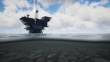 large pacific ocean offshore oil rig drilling platform