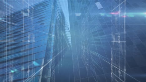 animation of data processing over city scape
