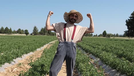 man showing strenght in agricultural