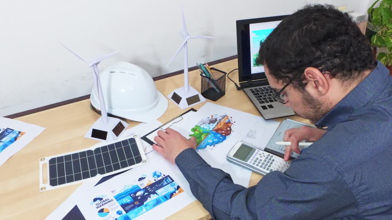 Scientist Researching Global Warming Effects and Renewable Solutions