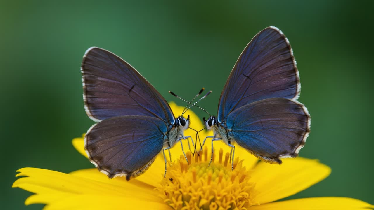 Two Vibrant Butterflies Displaying Their Beauty on a Bright Yellow Flower, Capturing the Essence of Nature's Splendor and the Wonder of Insect Life