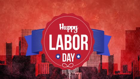 Animation-Des-Textes-„Happy-Labor-Day“-über-Dem-Stadtbild