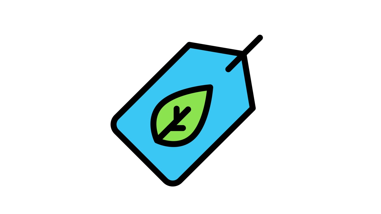Animated Eco-Friendly Price Tag with Green Leaf Icon