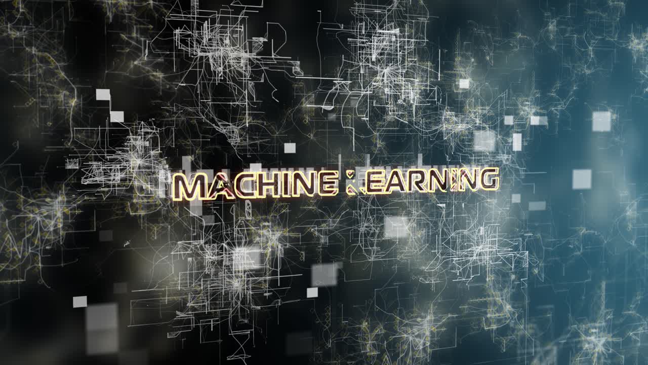 Machine Learning Concept Text Reveal Animation With Digital Abstract ...