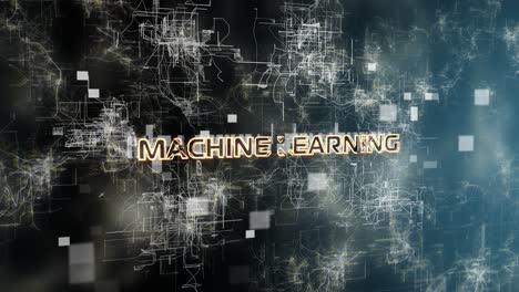 machine learning concept text reveal animation with digital abstract technology background 3d rendering for ai, artificial intelligence, technology, motion design 4k