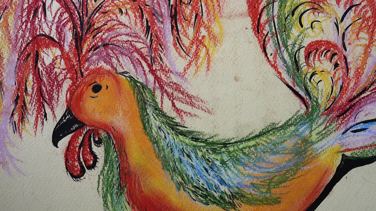 Gambar seekor ayam jago. Perekaman gambar tersebut