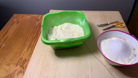 adding white sugar to the delicious homemade pie mix