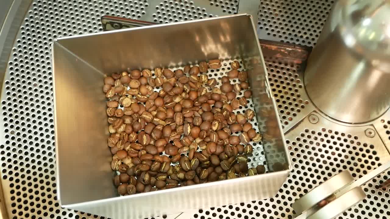 Footages Of The Processes Of Coffee Roasting With The Coffee Roaster