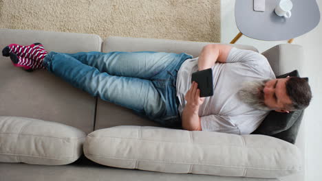 Caucasian man at home