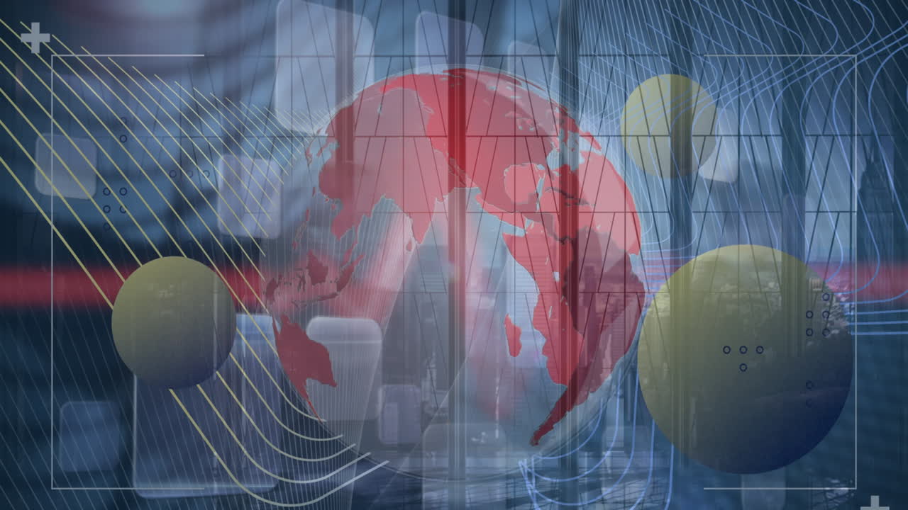 animación del globo sobre dos personas de negocios diversas